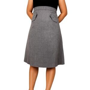 Handmade Vintage Skirt Charcoal Gray High Rise A-Line Mini Skirt 28"